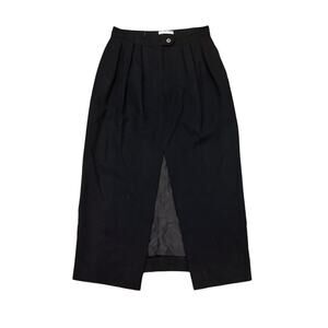 Vintage Calvin Klein High Waist Black Midi Pencil Skirt Lined Slit Front 90s